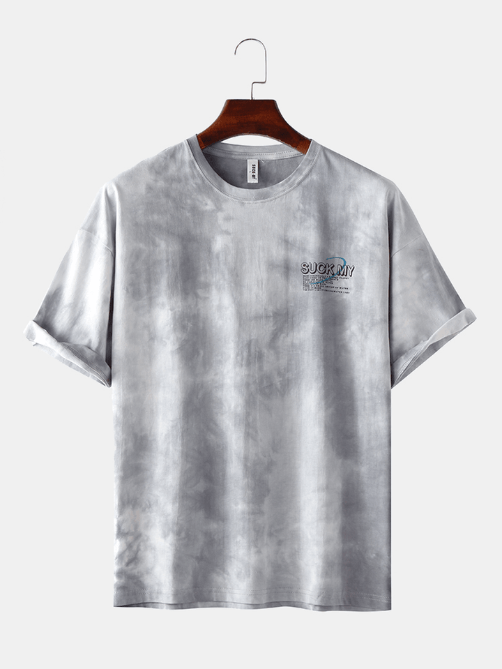 Men Fashion Cotton Gradient Color Creative Printing Crew Neck Short Sleeve T-Shirts - MRSLM
