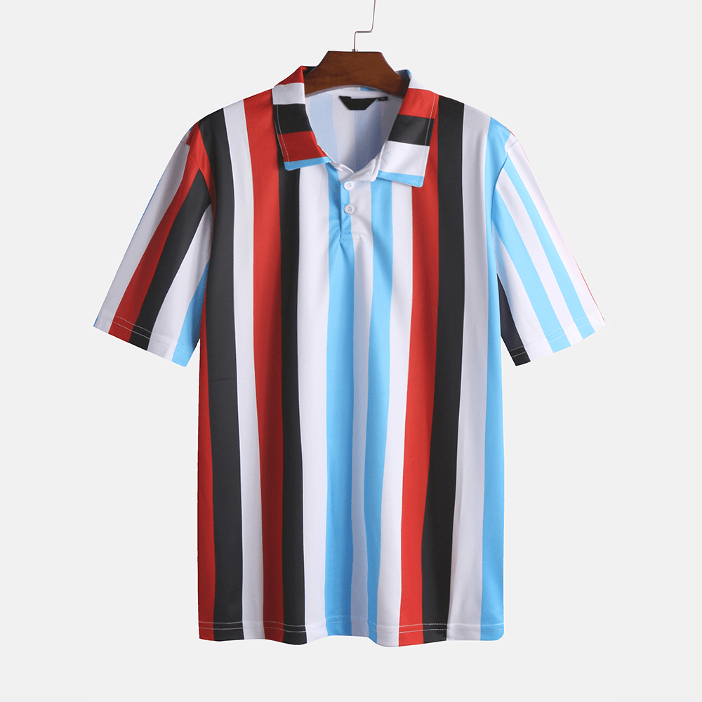 Mens Summer Colorful Striped Casual Golf Shirts - MRSLM