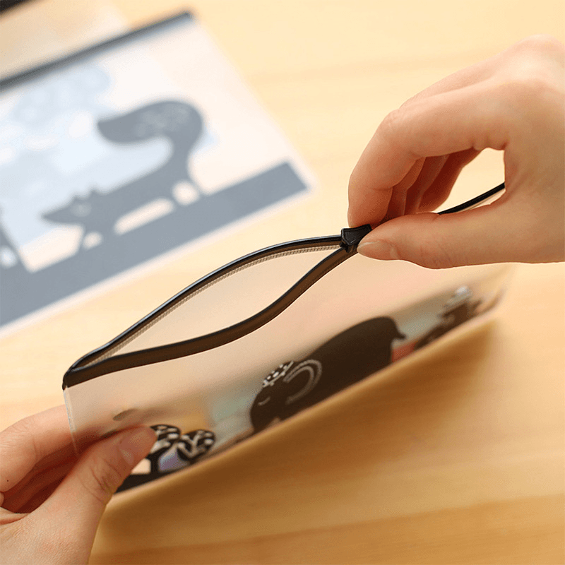 2018 Stationery Bag Cute Animal Translucent Matte Paper Bag Zipper Pencil Case - MRSLM