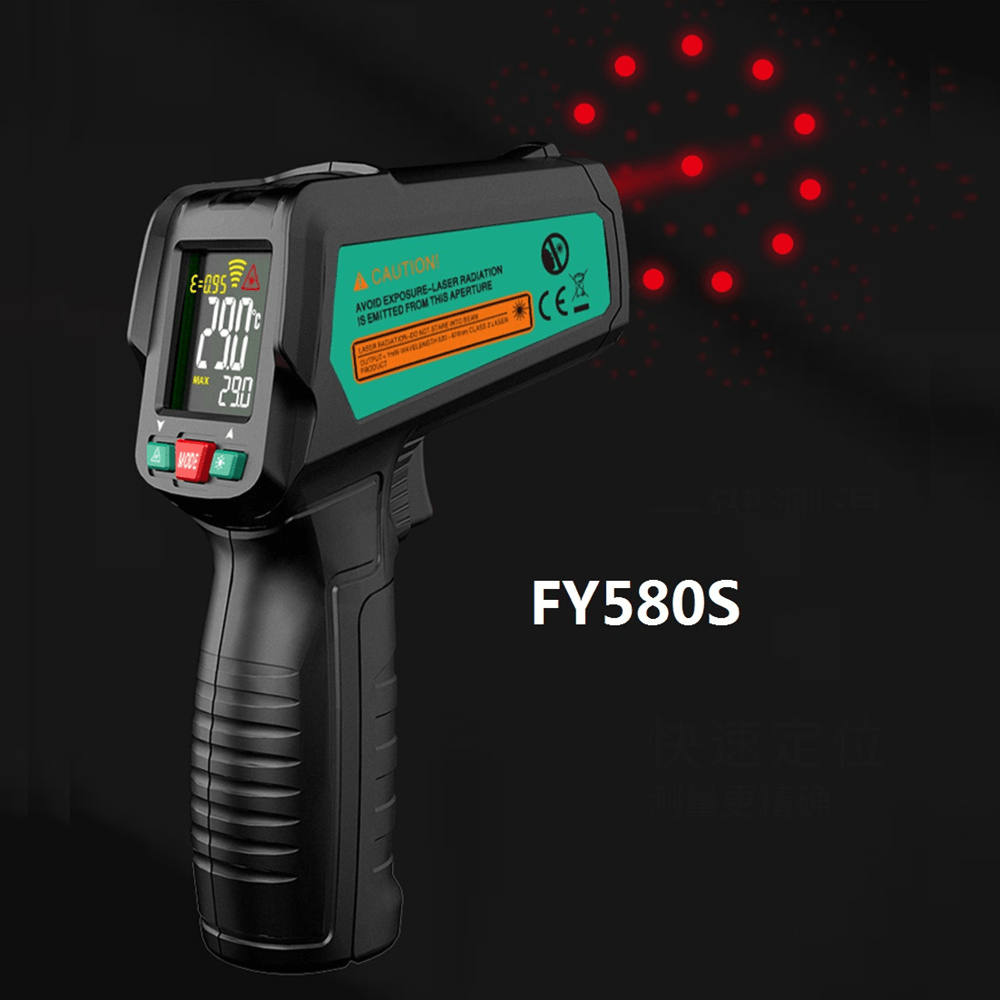 FUYI -50~580℃ Non-Contact Infrared Digital Thermometer Laser Handheld IR Temperature Meter with K Type Thermocouple - MRSLM