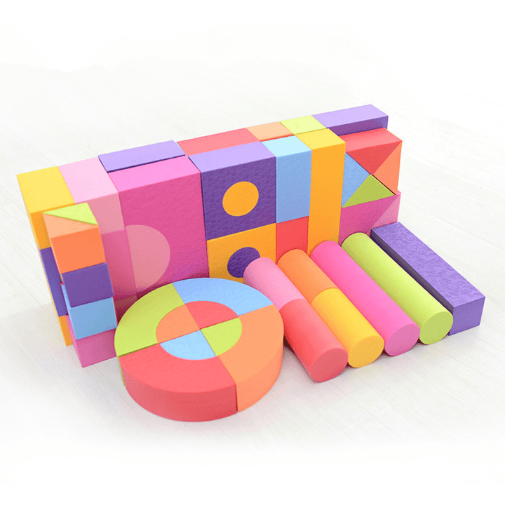 50Pcs Soft Lightweight EVA Foam Assembled Bricks DIY Model Creative Building Blocks Kids Educational Toys - MRSLM