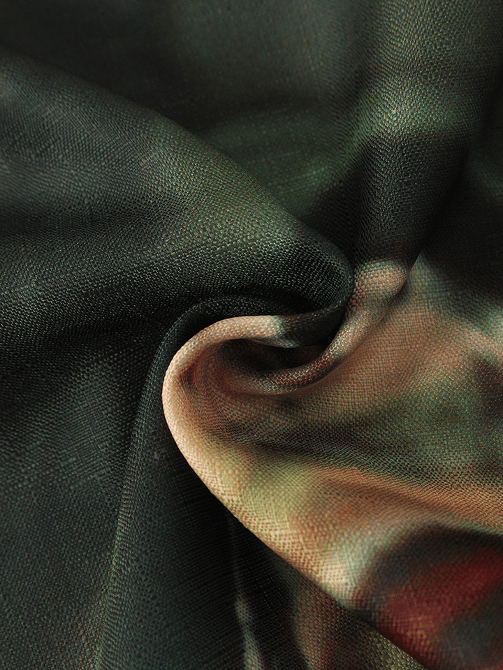 Women Landscape Printed Patchwork Long Sleeve Lapel Casual Button up Shirt - MRSLM