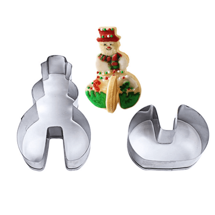 Honana 8PCS 3D Christmas Scenario Cookie Cutter Mold Set Stainless Steel Fondant Cake Mould - MRSLM