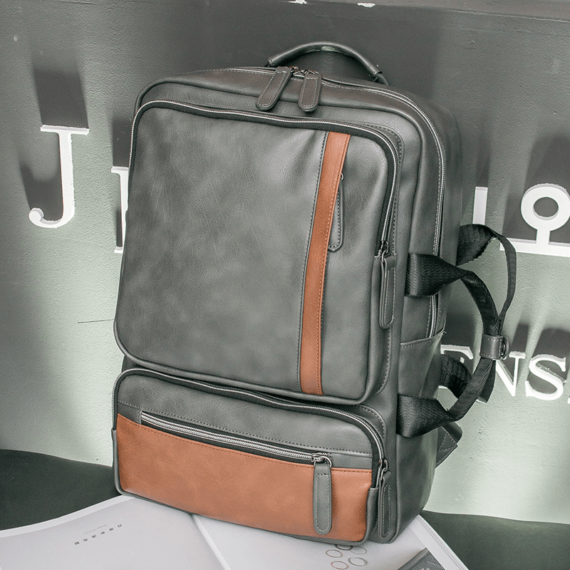 Men Faux Leather Dual-Use Multifunctional Backpack Handbag - MRSLM