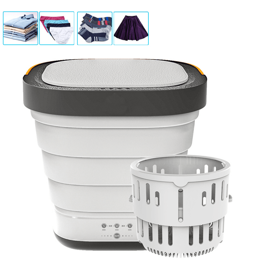 40W 100-240V 2Nd Gen. Mini Folding Wash Machine Automatic Washing Bucket Underwear Clothes Washer Dryer Laundry for Business Self-Driving Tour Camping Travel - MRSLM