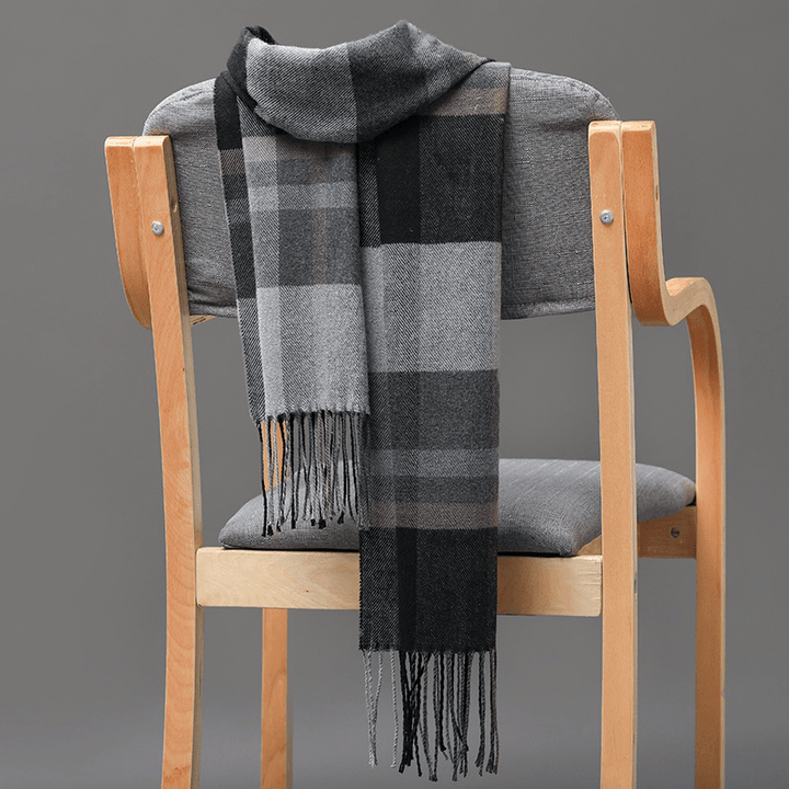 British Plaid Imitation Cashmere Tassels Couple Parent-Child Men'S Scarf - MRSLM