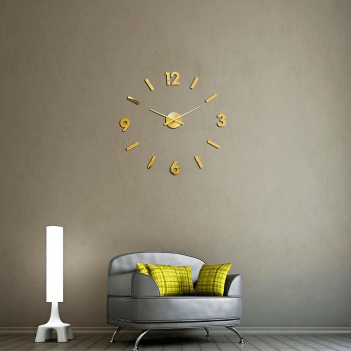 DIY 3D Wall Clock Modern Large Home Decor Sticker Frameless Black Mirror for Office Living Room Bedroom Kitchen Bar Large Number Clock - MRSLM