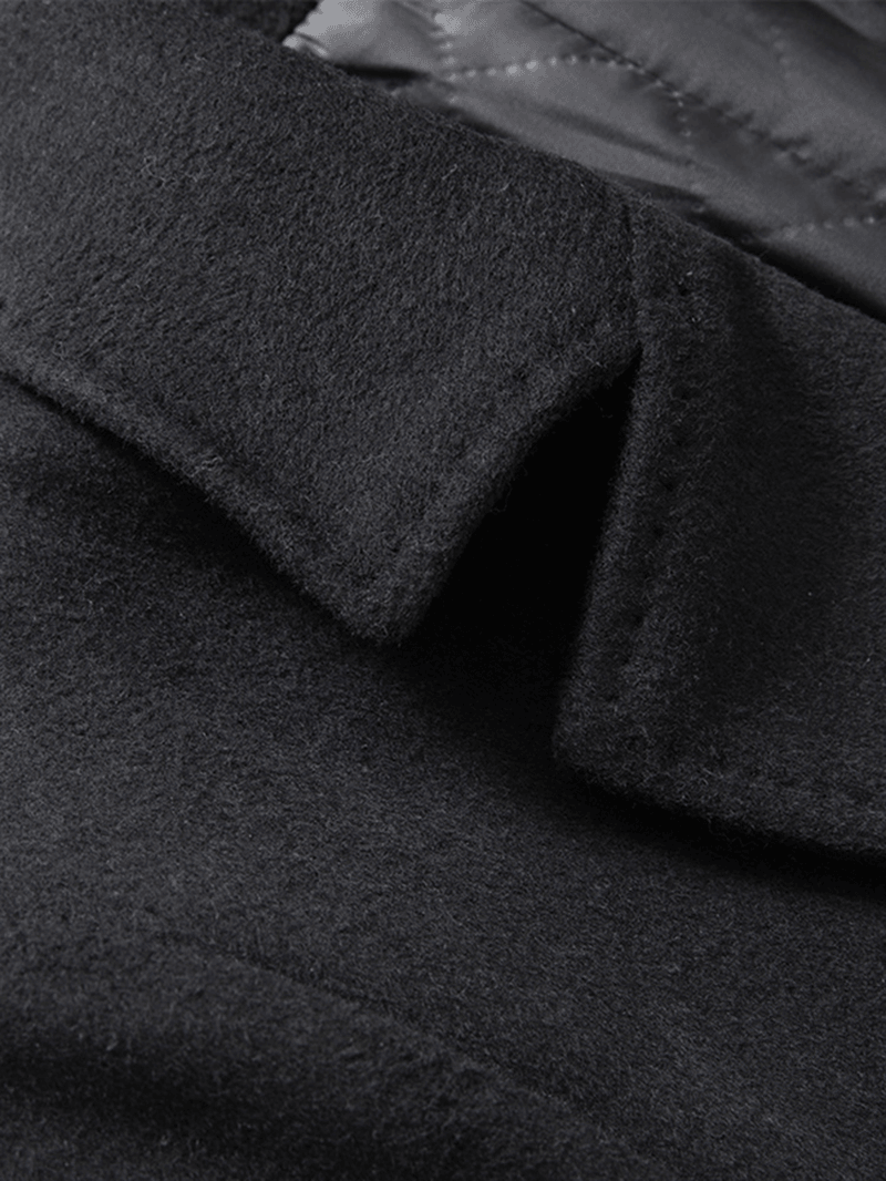 Mens Woolen Single-Breasted Lapel Pocket Mid-Length Warm Trench Coats - MRSLM