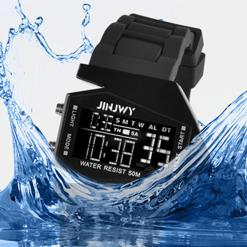 Fashion Multi-Function LED Display Men Watch 5ATM Waterproof Stopwatch Luminous Electronic Digital Watch - MRSLM
