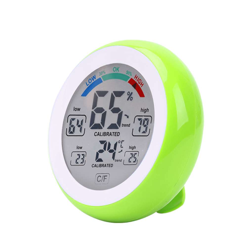 ECSEE 2Pcs DANIU Green+Rose Multifunctional Digital Thermometer Hygrometer Temperature Humidity Meter Touch Screen Multicolor Min Value Trend Display ℃/℉ Big Clearance - MRSLM