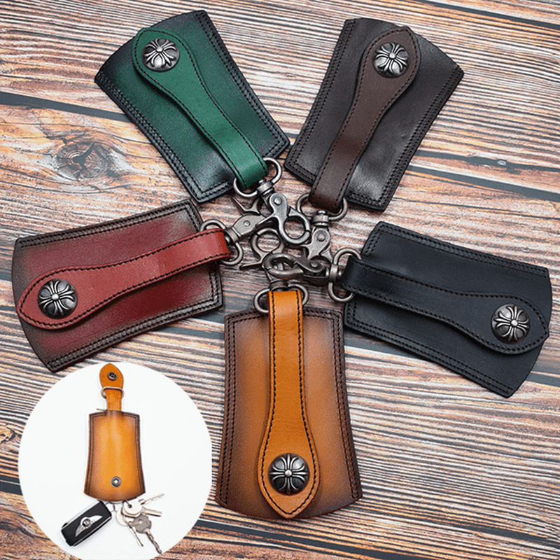 Men Genuine Leather Vintage Outdoor Casual Belt Key Bag - MRSLM