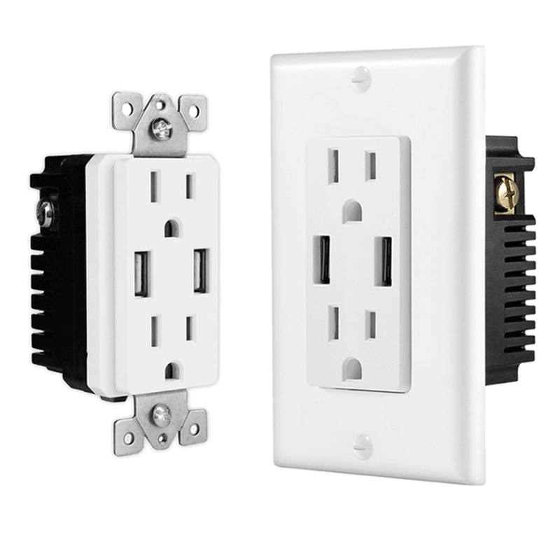 US Wall Socket 2 USB Outlets 2.4A/3.1A/4.2A Charger Socket Wall Socket Panel Switch - MRSLM