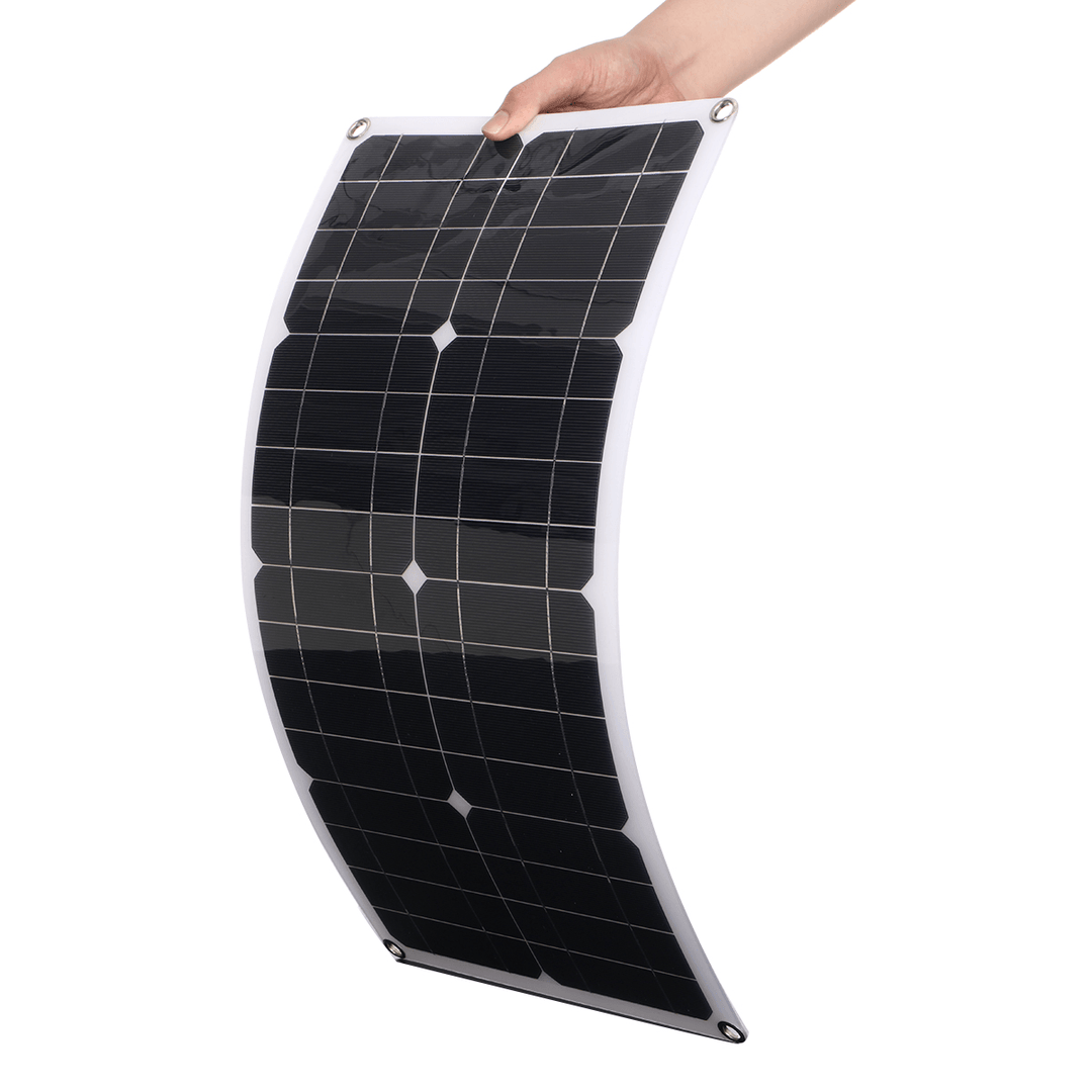 Semi-Flexible Solar Power Panel System Kit Solar Panle Type-C USB Dual DC Port 5V/12V/18V W/ Solar Charge Controller - MRSLM