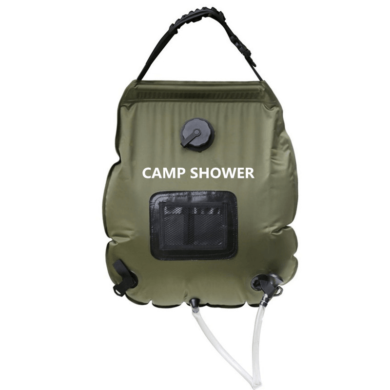 20L Folding Water Shower Bag Outdoor Camping Hiking Self Driving Tour Solar Heating with Thermometer - MRSLM