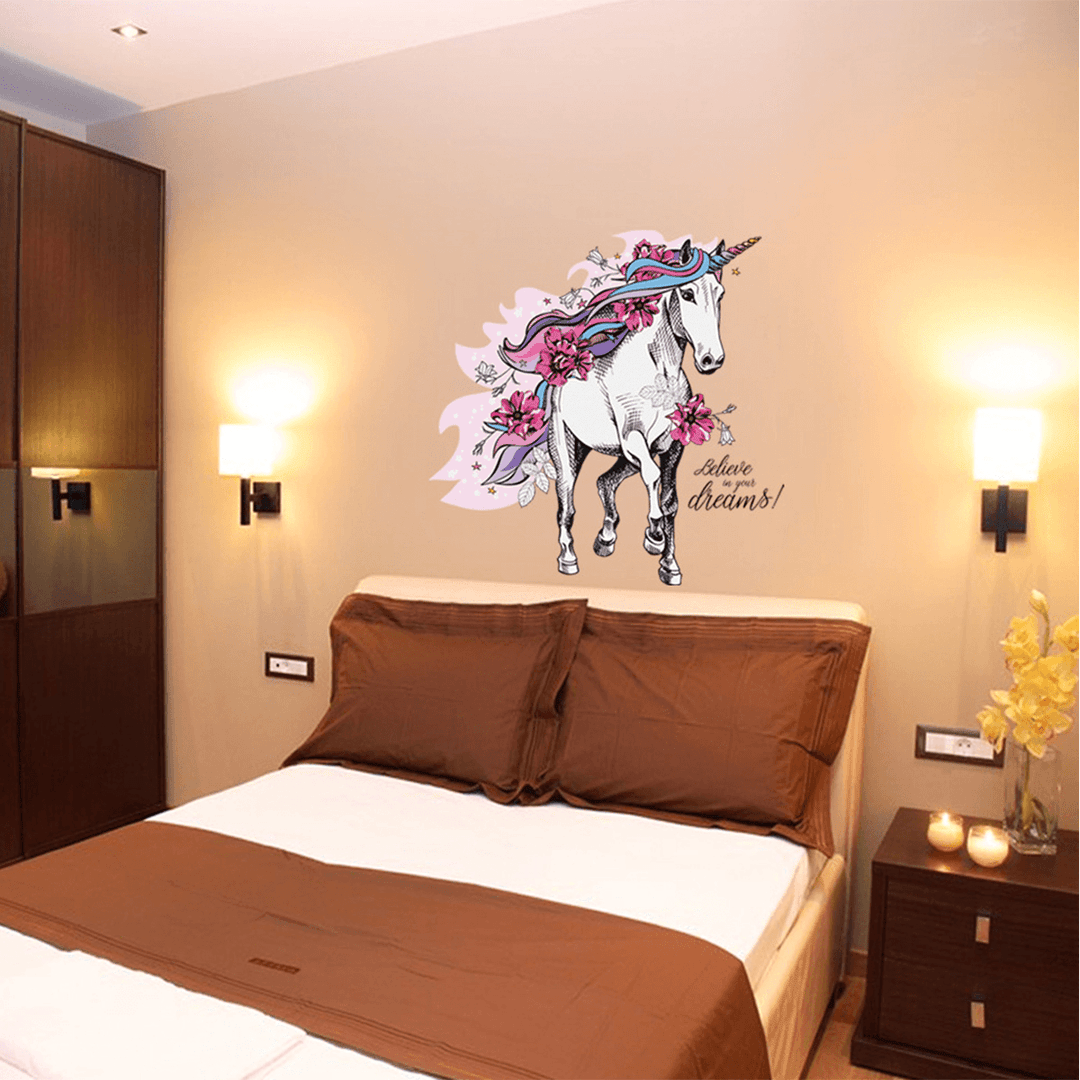 Magical Running Horse Removable PVC Wall Sticker Background Kids Bedroom Decals - MRSLM