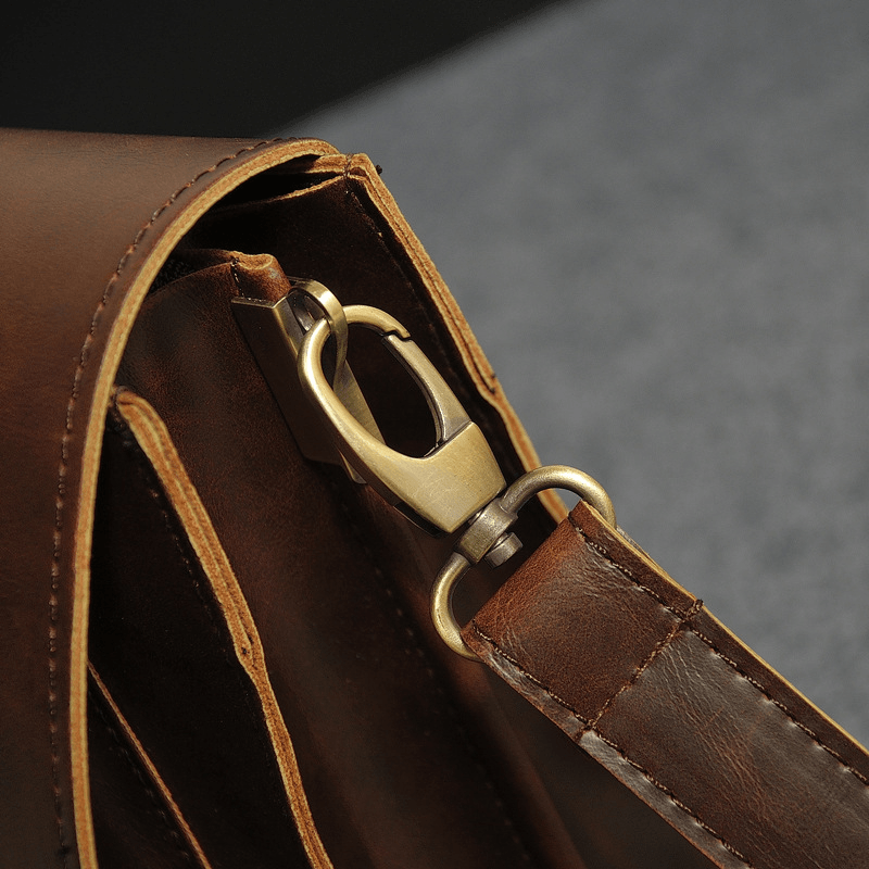 Men PU Leather Multi-Pocket Handbag Business Bag Laptop Bag Shoulder Bag - MRSLM