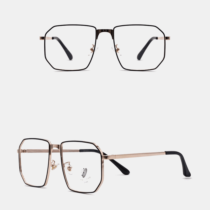 Unisex Polygonal Metal Full Frame Myopia Glasses Frame Anti-Blue Light Fashion Flat Glasses - MRSLM