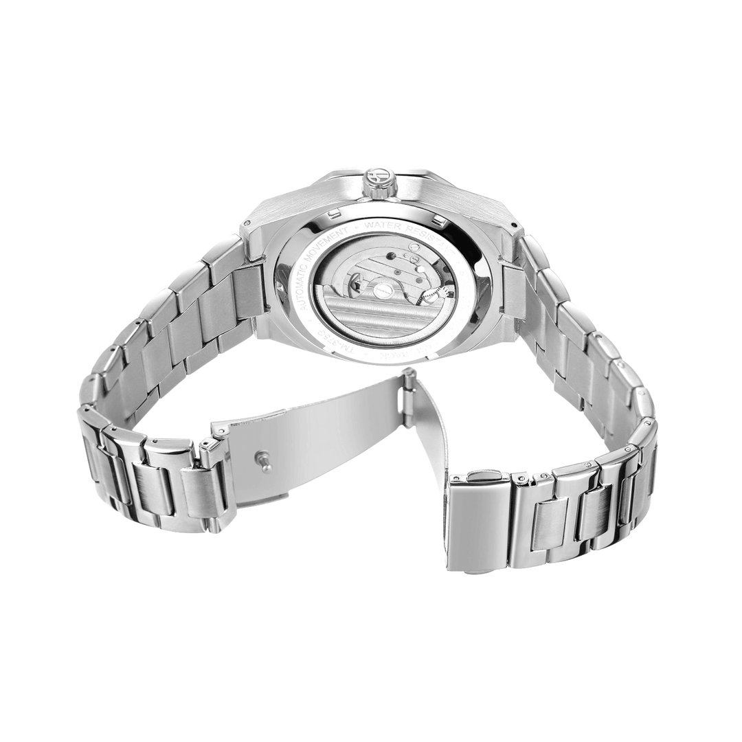 FOSINING FSG8202 Fashon Men Automatic Watch Hollow Dial Luminous Display Stainless Steel Strap Mechanical Watch - MRSLM