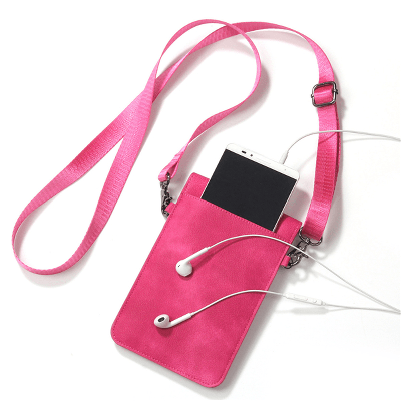 Vintage PU Leather Card Holder 6Inch Phone Bag Shoulder Bag Crossbody Bags - MRSLM