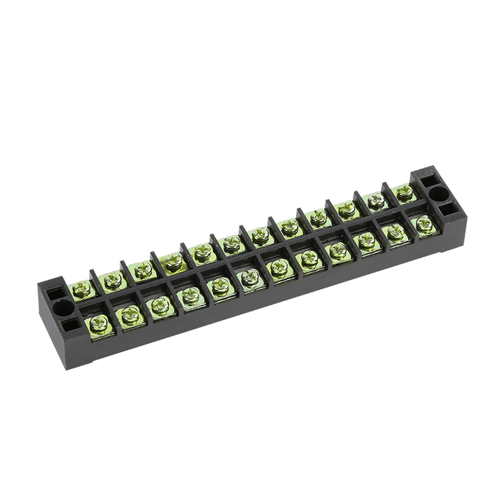TB-2512 600V 25A 12 Position Terminal Block Barrier Strip Dual Row Screw Block Covered W/ Removable Clear Plastic Insulating Cover - MRSLM
