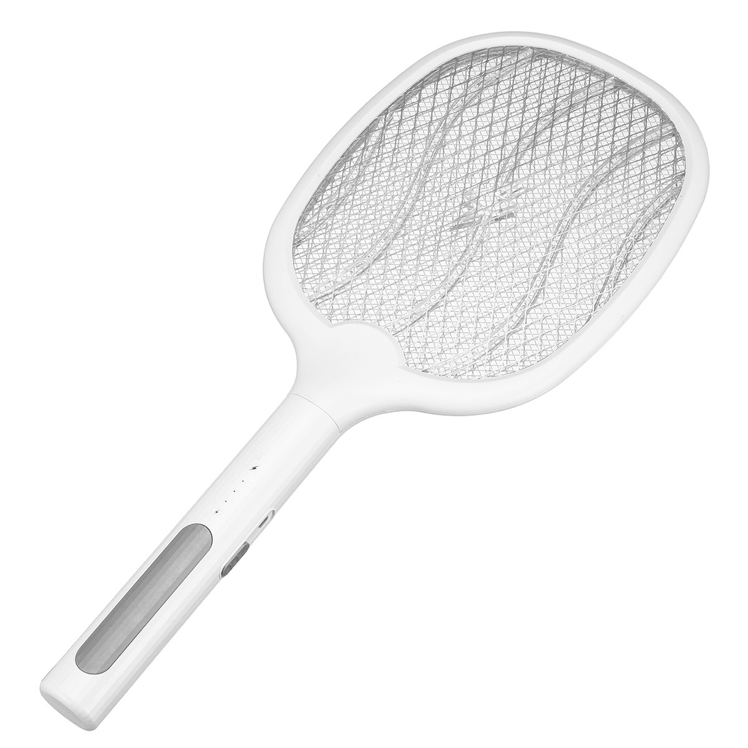 2 in 1 Electronic Fly Swatter Three-Layer Large Grid Intelligent Electric Mosquito Swatter with LED Light 1200Mah 3500V USB Rechargeable - MRSLM