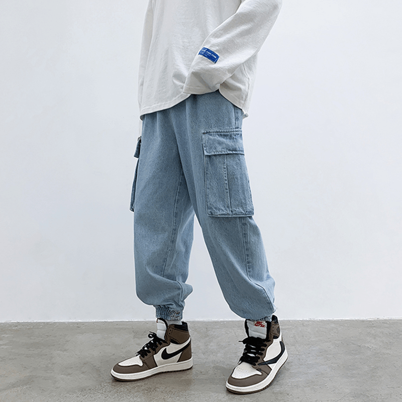 Fat Japanese Vintage Washed Jeans Men''S Large Loose Street Fashion Brand Spring and Autumn Youth Overalls Leggings - MRSLM