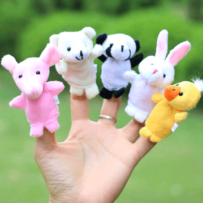 Farm Zoo Animal Finger Puppets Stuffed Plush Toys Bedtime Story Fairy Tale Fable Boys Girls Party To - MRSLM