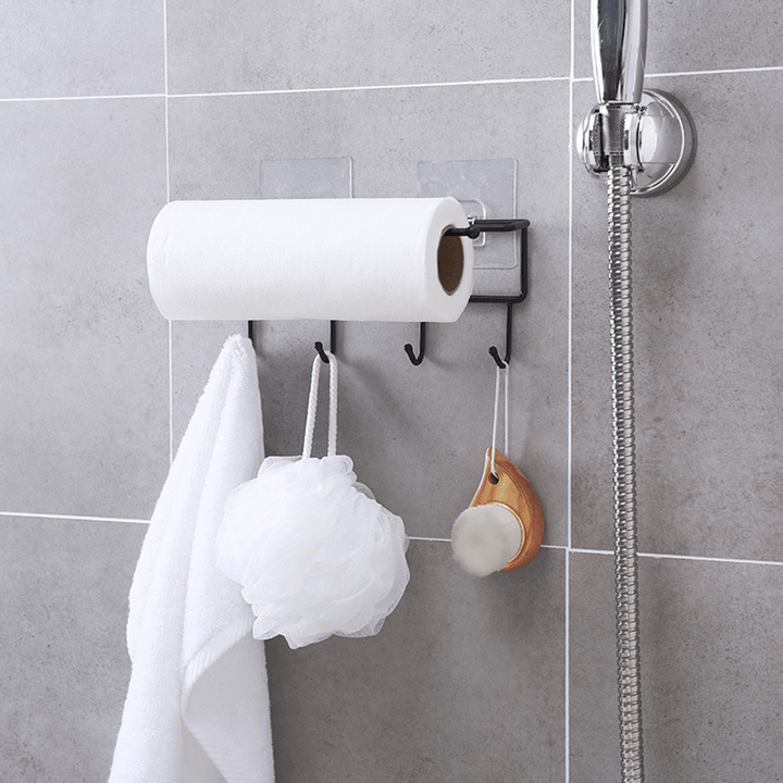 Tissue Storage Holder Towel Rack Hook Holder Kitchen Bathroom Shelf Hanging - MRSLM