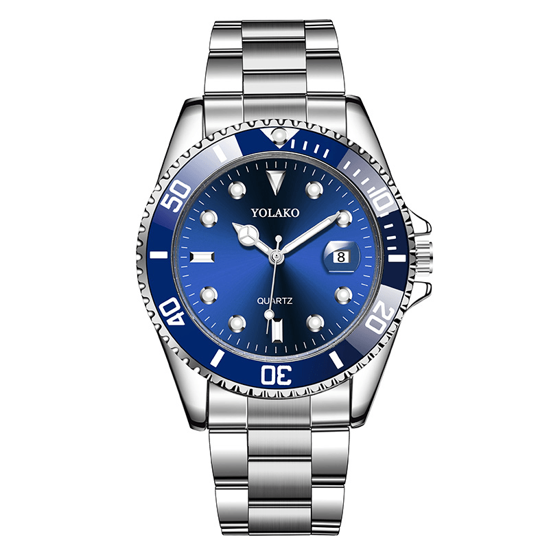 YOLAKO A0454 Classic Fashion Calendar Men Waterproof Stainless Steel Strap Quartz Watch - MRSLM