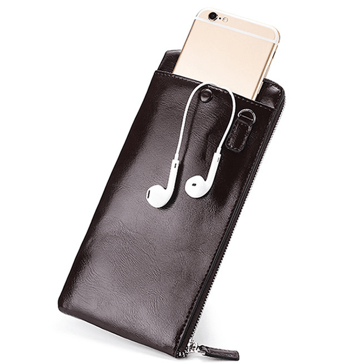 Men Genuine Leather Slim Multi-Function Long Wallet Card Hol - MRSLM