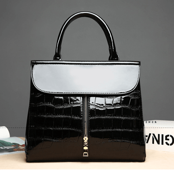 Women Fashion Portable Patent Leather Handbag - MRSLM