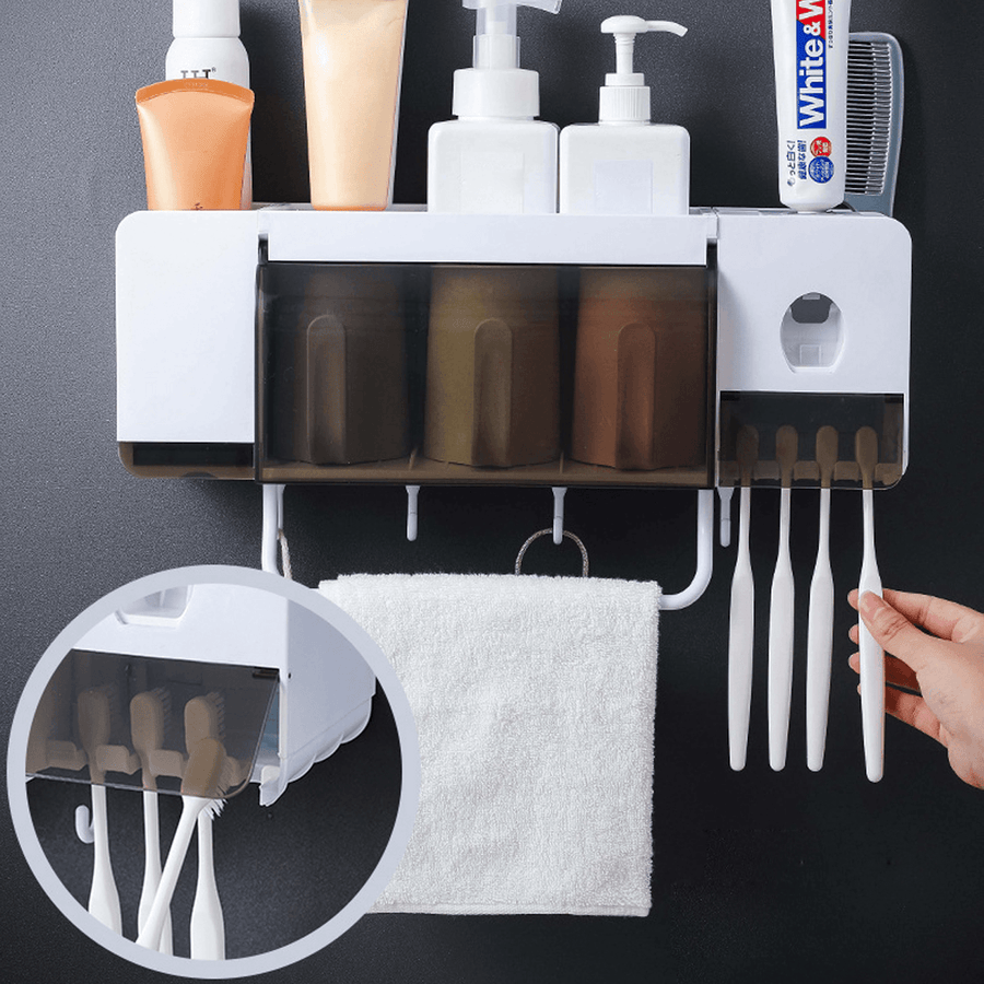 Toothbrush Holder Wall Mount Sucker Bathroom Suction Cup Set Rack Stick Firmly - MRSLM