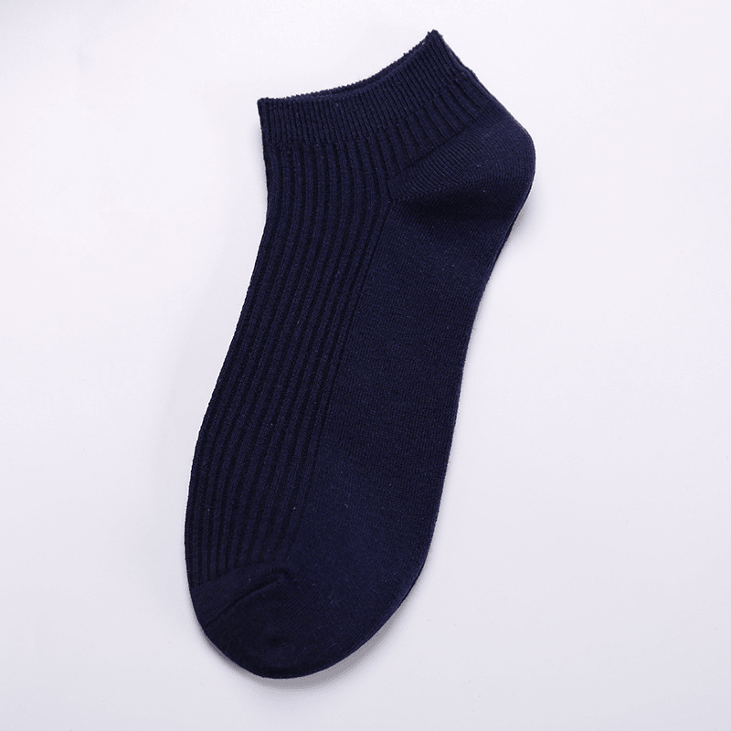 Men'S New Breathable Double Needle Boat Socks Men'S Socks Wild Solid Color Draw Socks Socks Cotton Sweat Socks - MRSLM