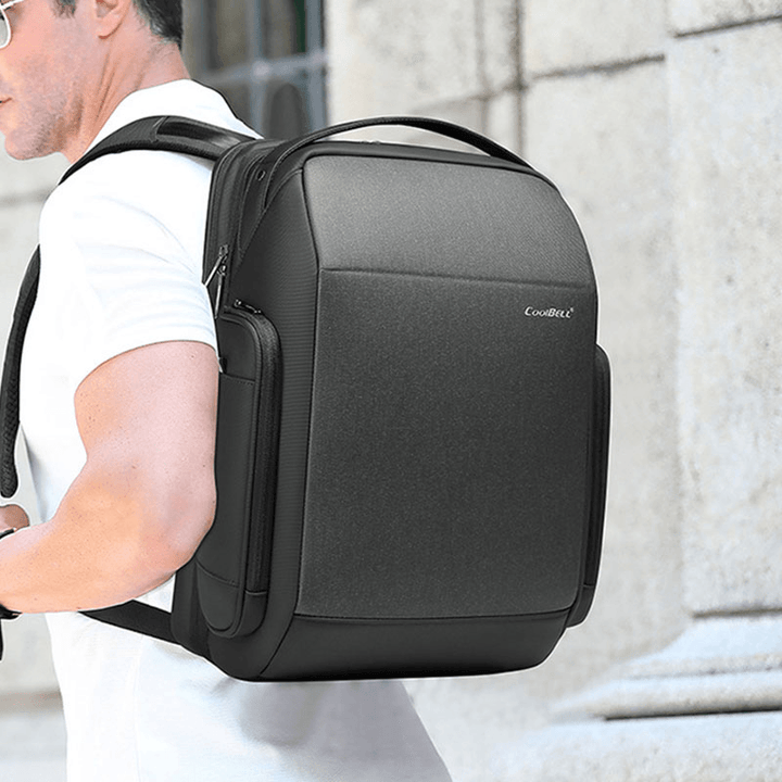 Men Large-Capacity Multiple Compartments Hard Shell Backpack Business Multifunction Waterproof 15.6 Inch Computer Bag - MRSLM