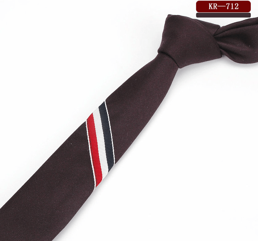 Men'S and Women'S British Super Narrow Casual Quality Cotton Tricolor Tie - MRSLM