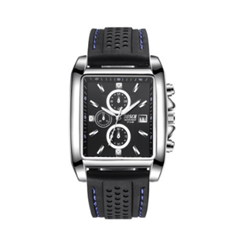 Casual Plastic Luminous Waterproof Wristwatchstainless Steel Date Watch Square Watch - MRSLM