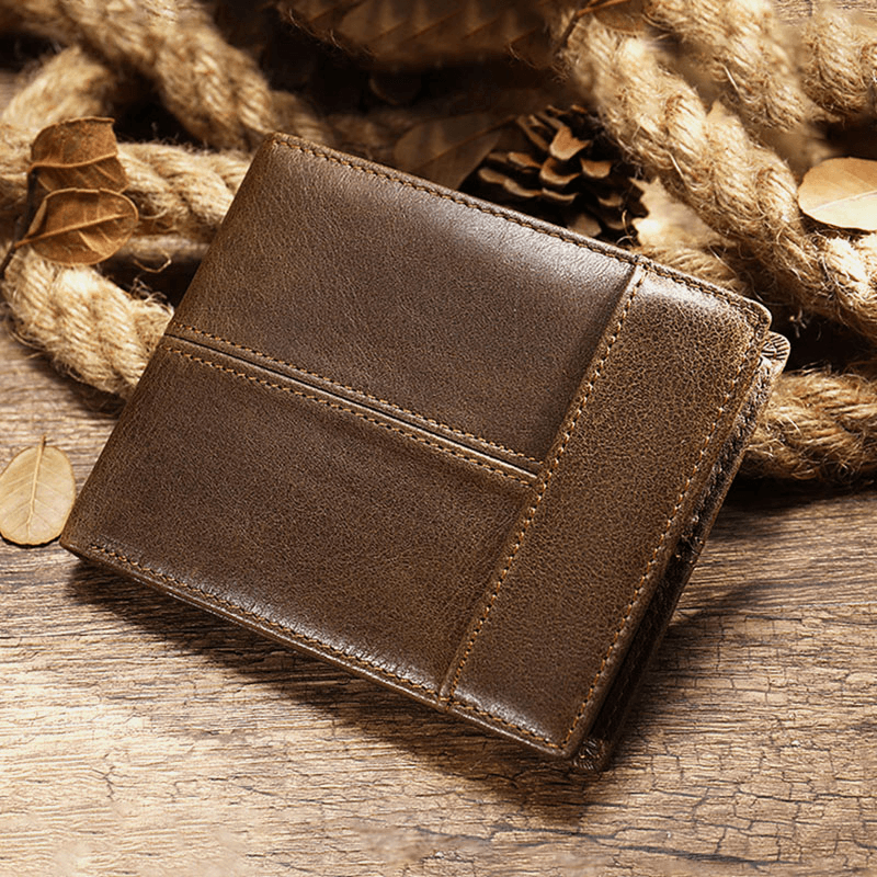 Women Genuine Leather RIFD Multifunctional Multi-Card Slots Money Clip Wallet Purse Coin Purse - MRSLM