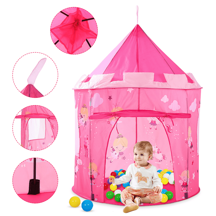 Children'S Tent Kids Play Tent Children Princess Play Tent Castle Foldable Games Playhouse - MRSLM