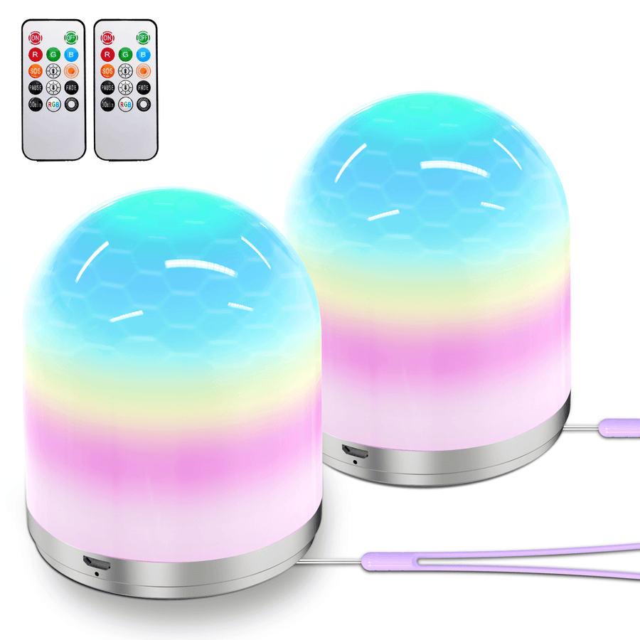 RGB Remote Control Night Light Table Lamp USB Charging Colorful Ambient Lighting for for Bedroom Babyroom Decorations - MRSLM