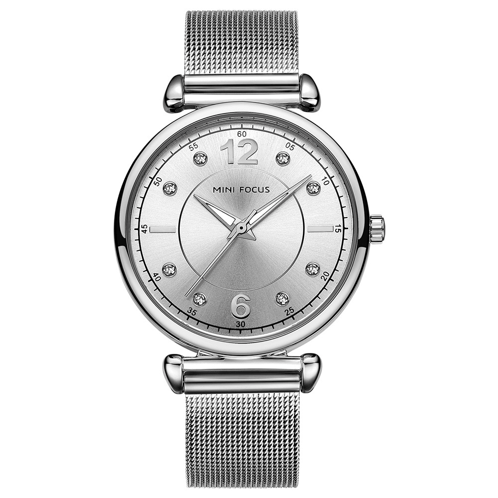 MINI FOCUS MF0177L Elegant Design Mesh Steel Women Wristwatch Crystal Ladies Quartz Watch - MRSLM