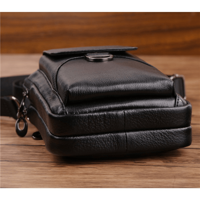 Men Genuine Leather Large Capacity Multifunction Waist Bag - MRSLM