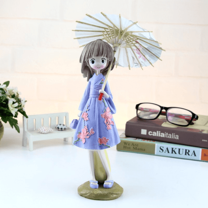 Umbrella Kimono Girl Resin Craft Decoration - MRSLM