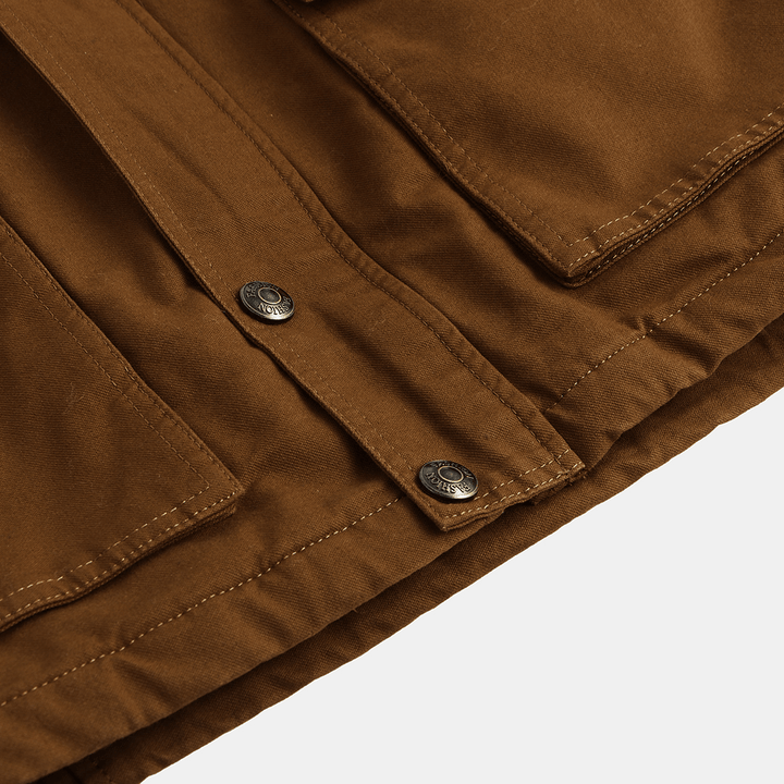 Mens Fashion 100% Cotton Double Big Pockets Hooded Mid Long Casual Coats - MRSLM