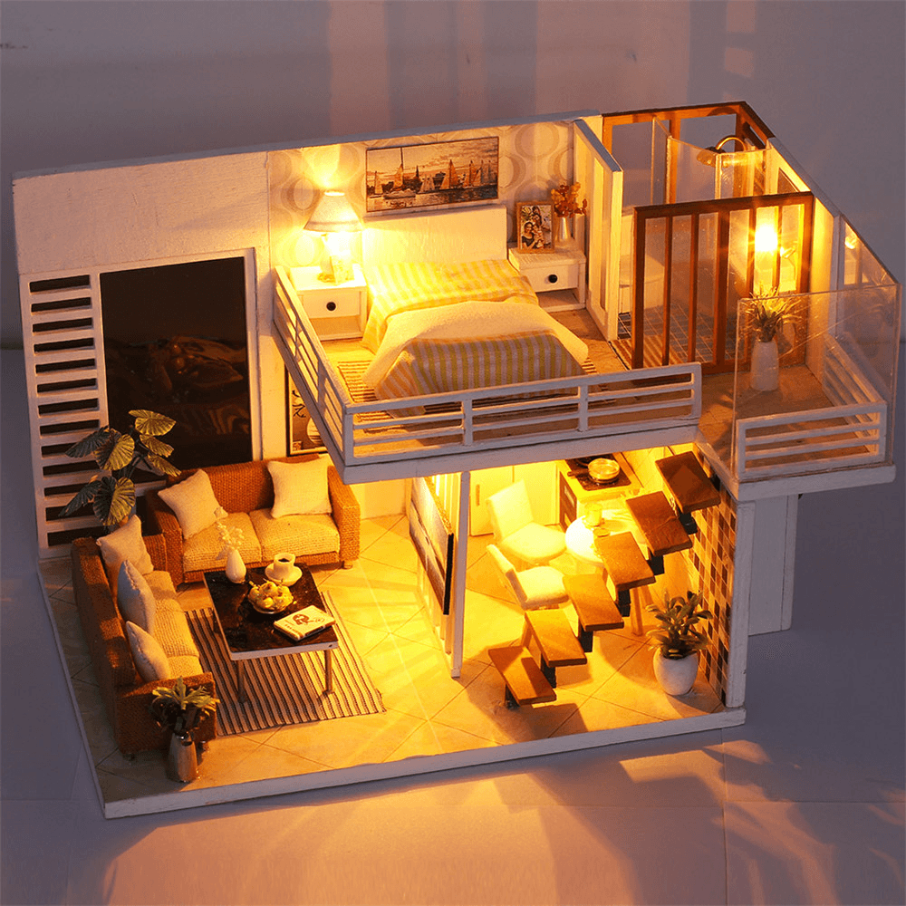 Iiecreate K031 Simple and Elegan DIY Doll House with Furniture Light Cover Gift Toy - MRSLM