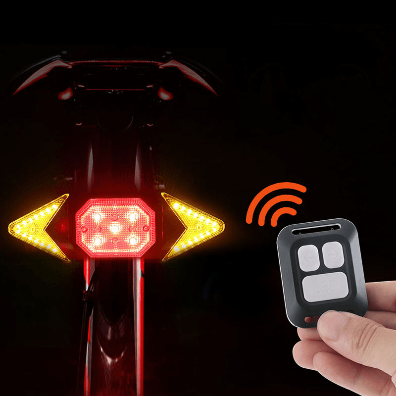 Boruit 6-Modes Remote Control Smart Bike Turning Signal Taillight Intelligent USB Bicycle Rear Light LED Warning Lamp - MRSLM