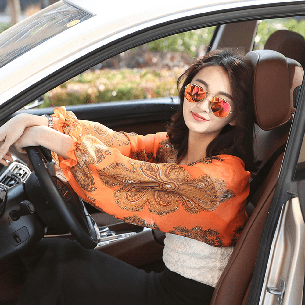Women Chiffon Driving Sunscreen Long Arm Sleeves - MRSLM