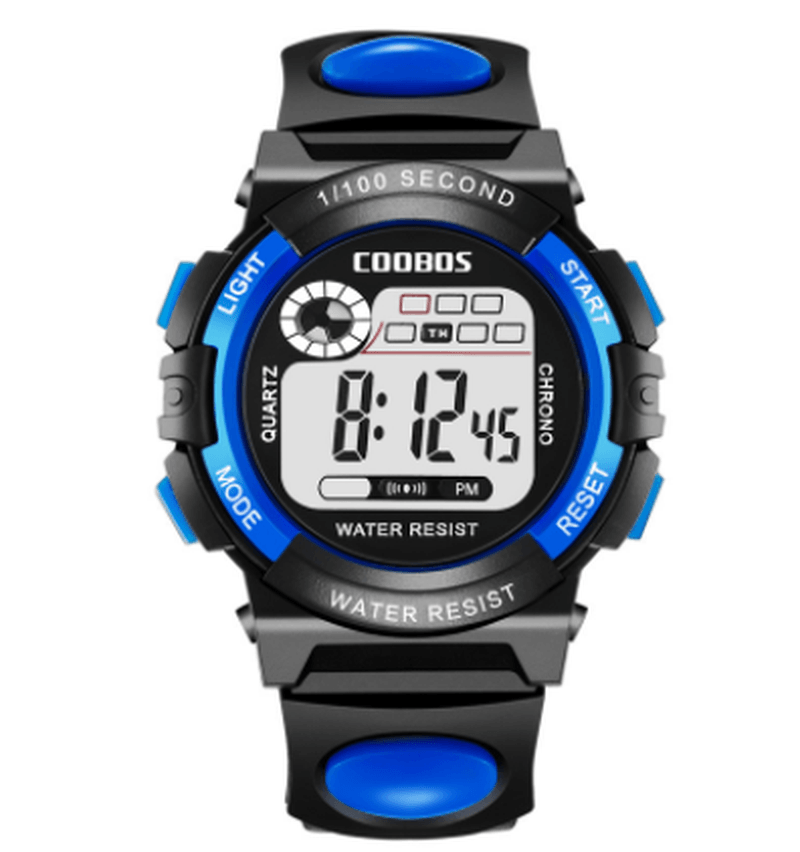Coobos 0118 Multifunction Luminous LED Display Stopwatch Chronograph Calendar Alarm Clock 3ATM Waterproof Outdoor Digital Watch - MRSLM
