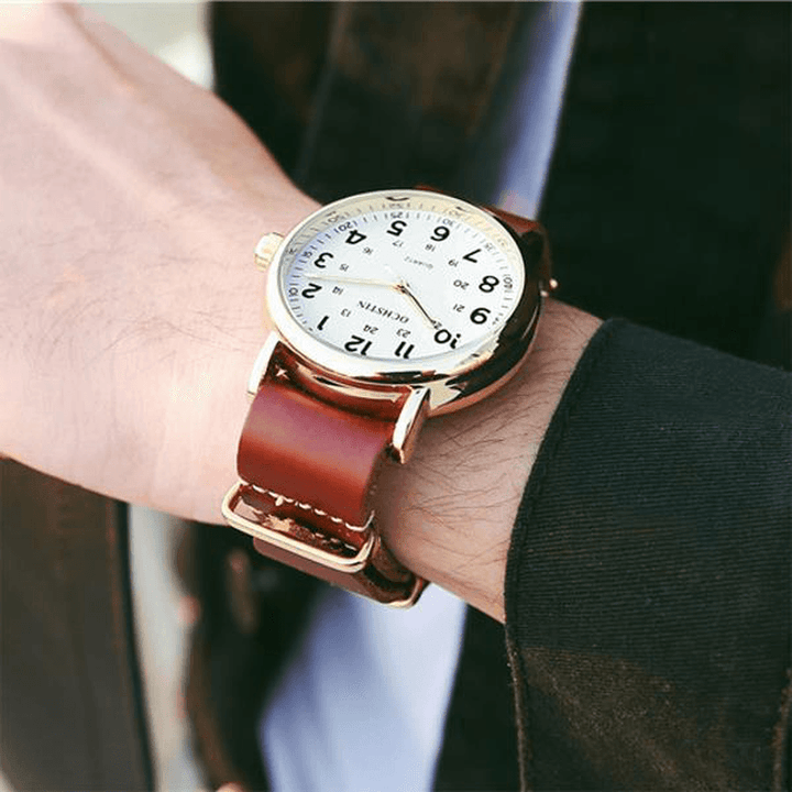 OCHSTIN 1249 Men Quartz Watch Casual Leather Strap Business Watch - MRSLM