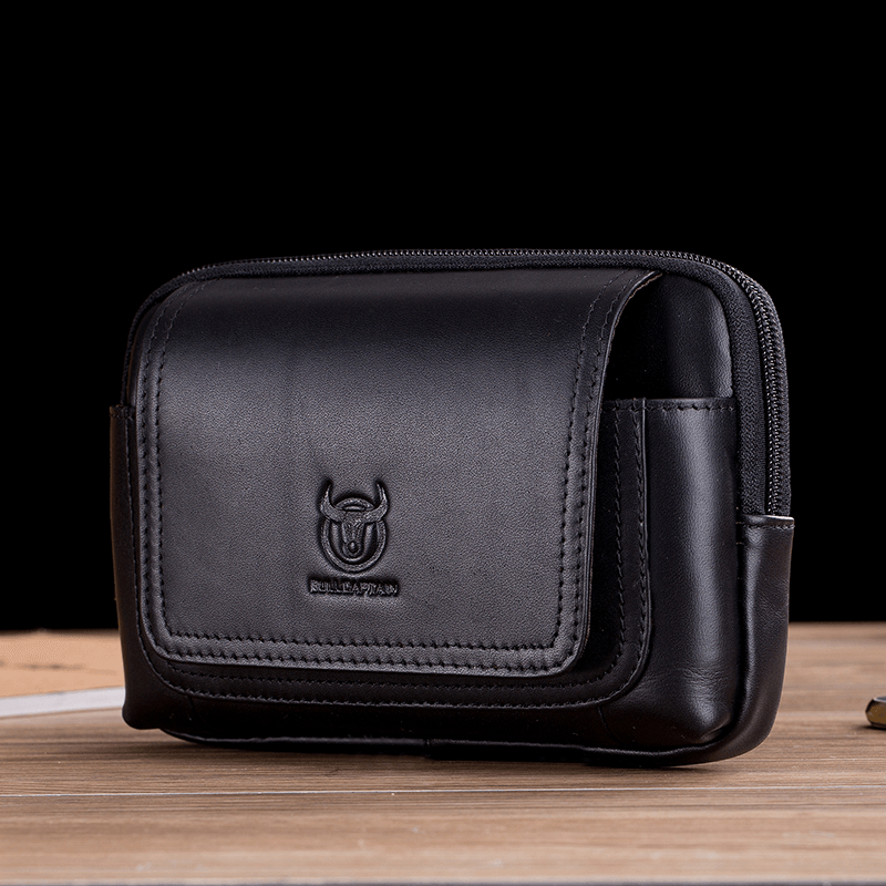 Bullcaptain Vintage Genuine Leather Waist Bag Phone Bag - MRSLM