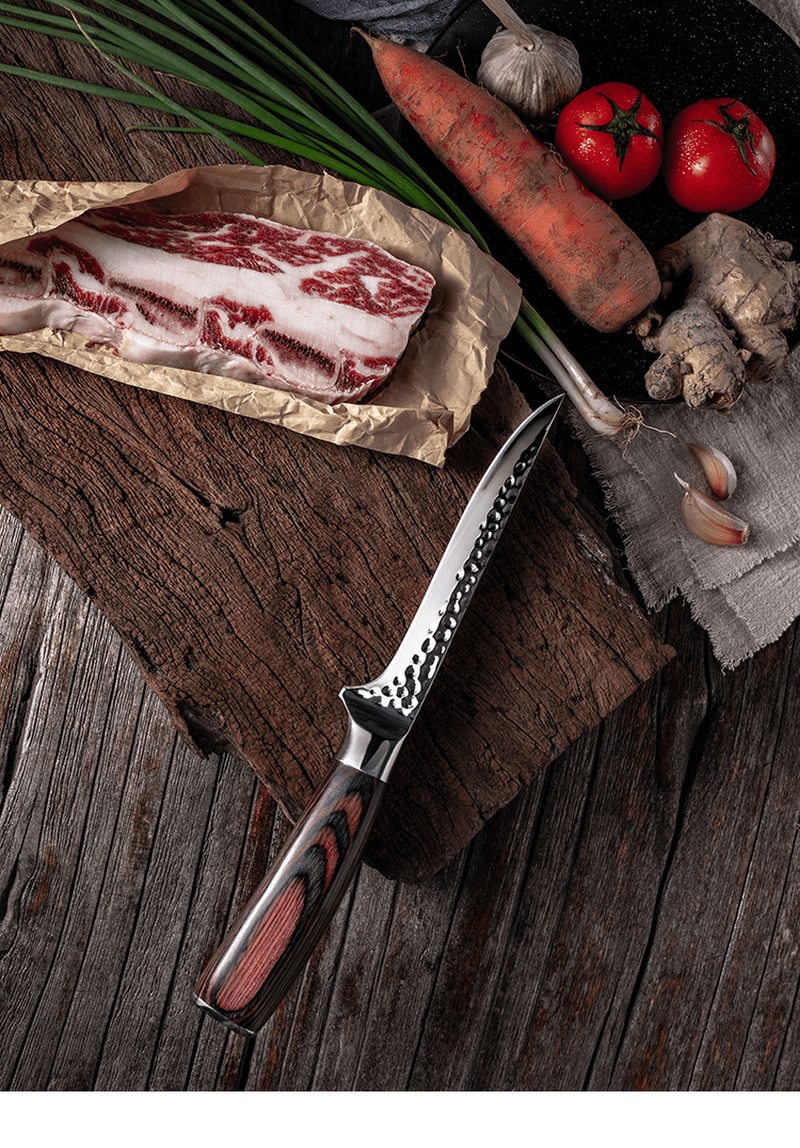 MTG21 Butcher Boning Knife Handmade Forged Stainless Steel Kitchen Chef Knife with Leather Sheath Cover - MRSLM
